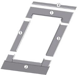 Vertical and horizontal cross-section with EBV-P flashing elements