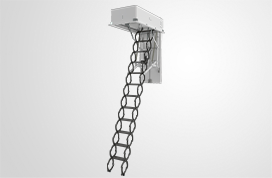 Electrically operated scissors loft ladder