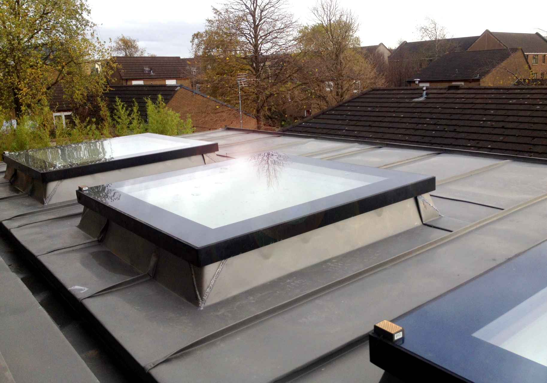 Flat roof windows in extension